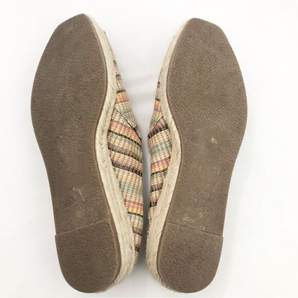 Crown Vintage LONARI Earth Tone Cream Stripe Closed Toe Espadrille Mule Shoes - Picture 11 of 13
